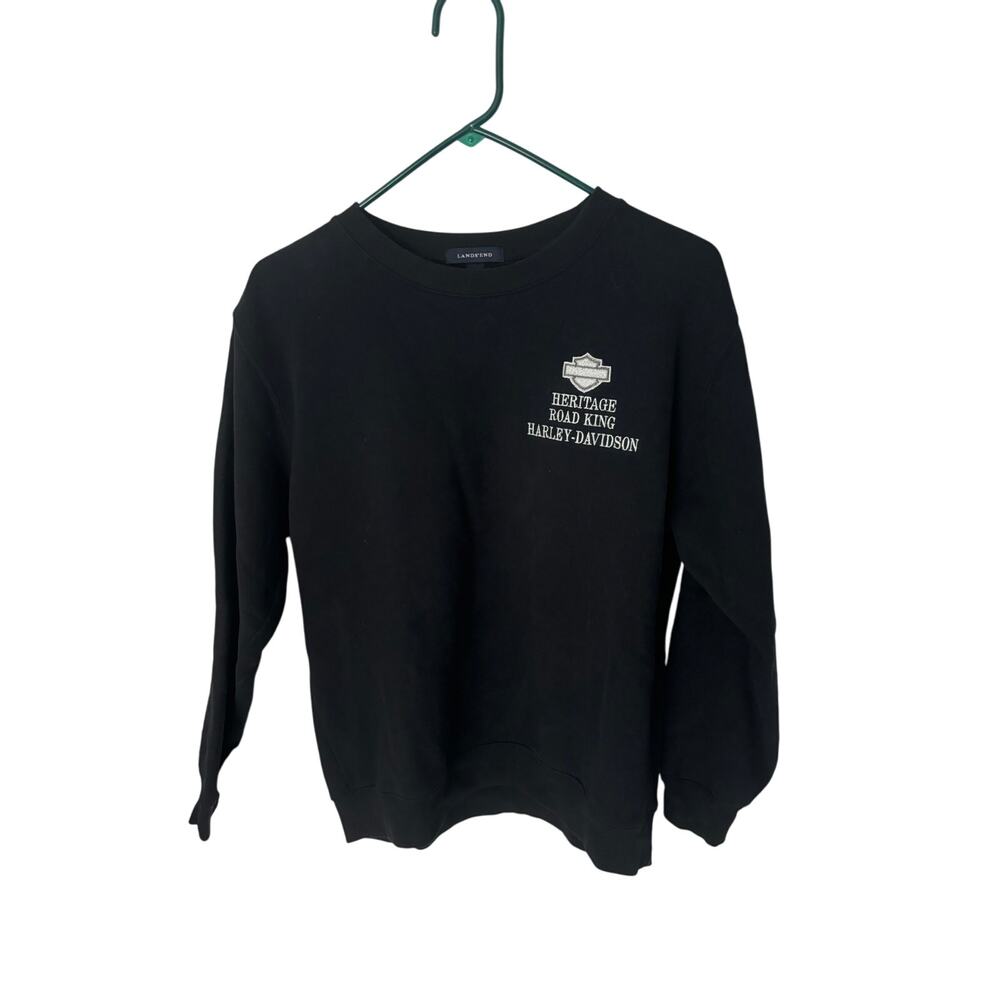 Lands End Harley Black fleece Heritage Road King sweatshirt size L